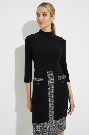 Joseph Ribkoff női ruha, szövetbetétes, zsebpatnis, derékban vágott, garbónyakú