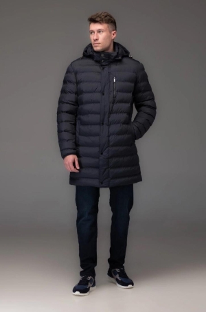 Pierre Cardin férfi kabát, 7/8-os, steppelt, kapucnis