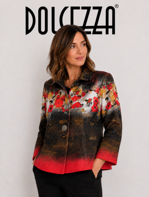 Dolcezza női kabátka, állógalléros, hátul holos, A-vonalú, gombos