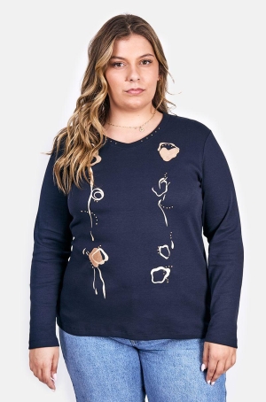 Bagoraz női felső, kereknyakú, hosszúujjú