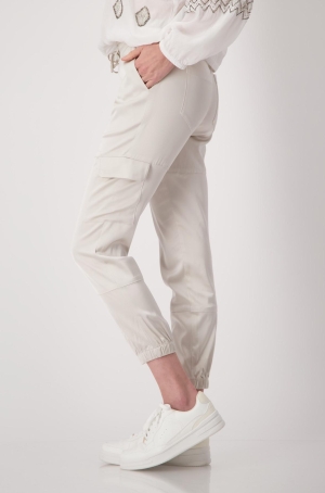 Monari női nadrág, szatén, oldalzsebes, szárán gumis