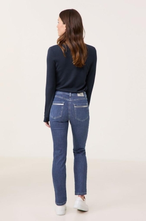 Gerry Weber női nadrág, farmer, hosszú, ezüstcsíkkal díszített