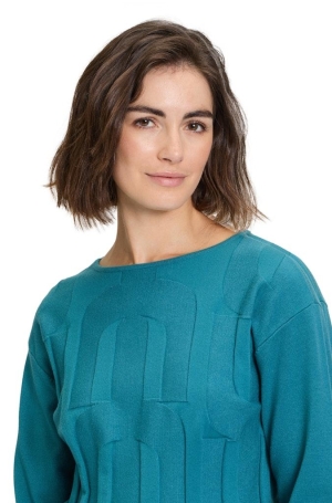 Betty Barclay női pulóver, kerenyakú, elején nyomottmintás