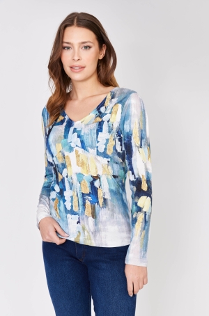 Dolcezza női felső, V-nyakú, hosszúujjú