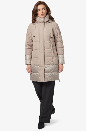 Frandsen női kabát, 2 oldalt cipzáros, kapucnis, steppelt