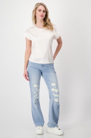 Monari női felső kereknyakú,japánujjú,eleje szatén