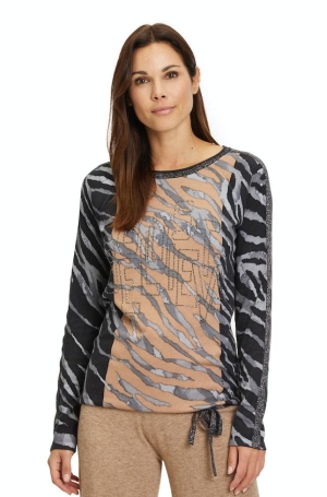 Betty Barclay női felső, kereknyakú, alul húzott, elöl köves