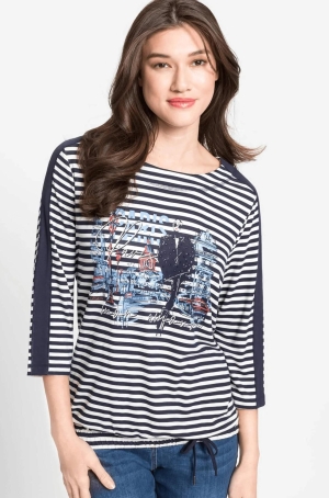 Olsen női felső 3/4-es ujjú,gumisaljú,kereknyakú