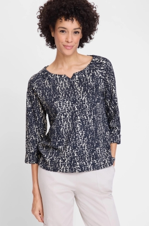 Olsen női felső 3/4-es ujjú,kerek-spicces nyakú,kétoldalt hasított