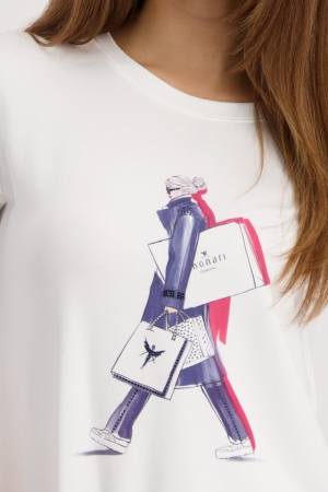 Monari női felső kereknyakú,3/4-es ujjú,nőalakos