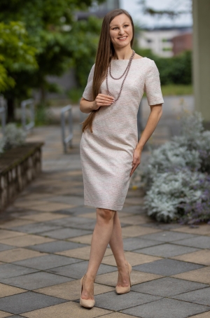 Swing női ruha, rövidujjú, egyenes, lurex