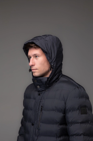 Pierre Cardin férfi kabát, 7/8-os, steppelt, kapucnis