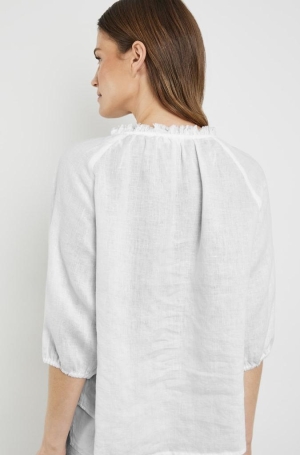 Gerry Weber női blúz, paraszt, len, fodros nyakú, 3/4-es ujjú