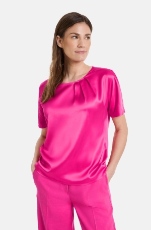 Gerry Weber női felső, T-ujjú, elején szatén, rakott kereknyakú