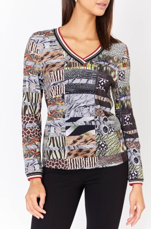 Dolcezza női felső, V-nyakú, hosszúujjú, passzés ujjú, passzés nyakú