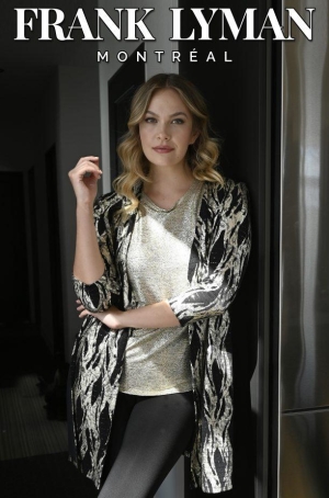 Frank Lyman női kabátka, hosszított, gomb nélküli, oldalt hasított