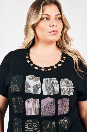 Bagoraz női felső, rövidujjú, fonott nyakú