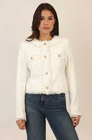 Apart női kabátka, buklé, chanel, rojtos