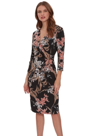 Gina Bacconi  női ruha 3/4-es ujjú,elől átlapolt