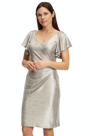 Vera Mont női ruha, lepkeujjú, elöl húzott