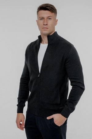 Pierre Cardin férfi kardigán, állógalléros, cipzáros