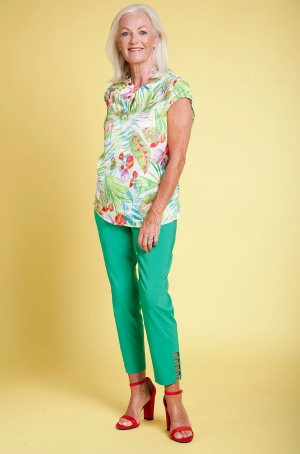 Robell női nadrág capry oldalt rácsos szár