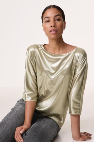 Taifun női felső, 3/4-es denevérujjú, kereknyakú, elöl szatén