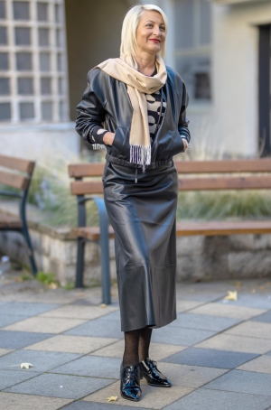 Léo & Ugo női szoknya, textilbőr, A-vonalú, hosszú