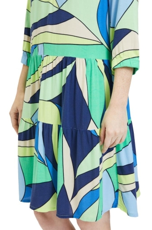 Betty Barclay női ruha, 3/4-es gumis ujjú, szabott, V-nyakú