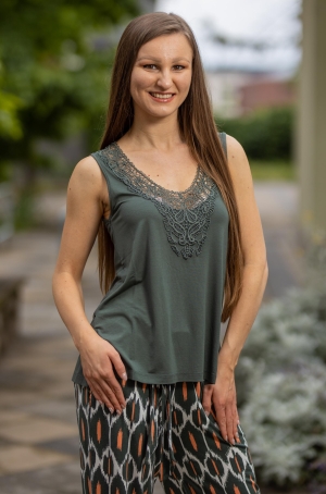 Via Appia női top,elől-hátul csipkebetétes