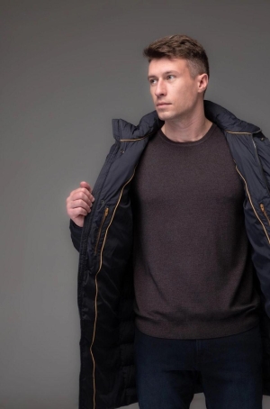 Pierre Cardin férfi kabát, 7/8-os, steppelt, kapucnis