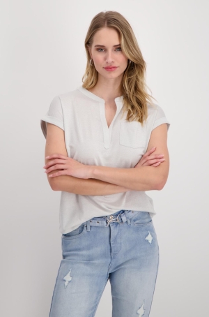 Monari női felső, lurex, spicces, ujjatlan, mellzsebes