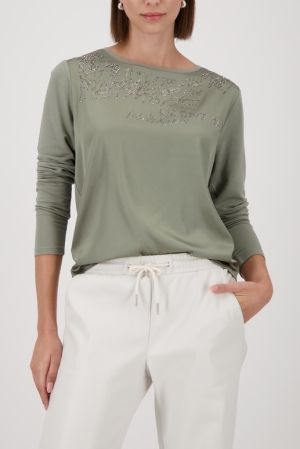 Monari női felső hosszúujjú,szatén elejű,strasszos