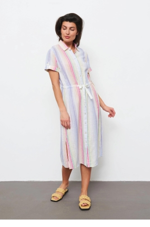 Gerry Weber női ruha, len, ingruha, megkötős, 2 oldalt hasított