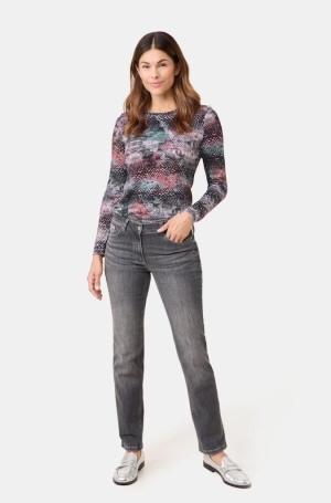 Gerry Weber női nadrág, farmer, hosszú, ezüstcsíkkal díszített