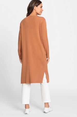 Olsen női kardigán,hosszú,oldalt slicces,végig gombos,bordázott