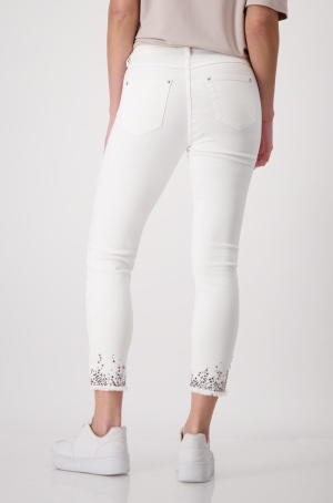 Monari női nadrág, 5 zsebes, szárán rojtos-köves