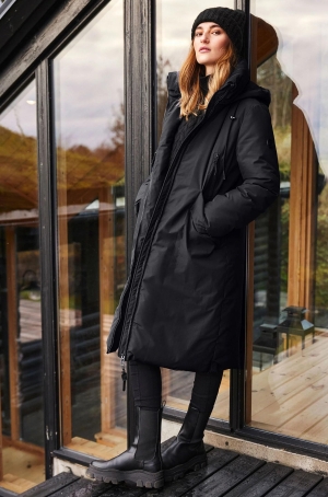 Frandsen női kabát, hosszú, kapucnis