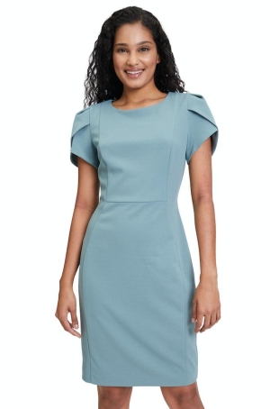 Vera Mont női ruha, szirmos ujjú, hátul cipzáros