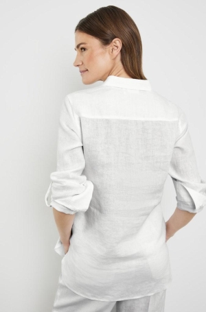 Gerry Weber női blúz, len, hosszított, végigombos, felgombolhatós ujjú