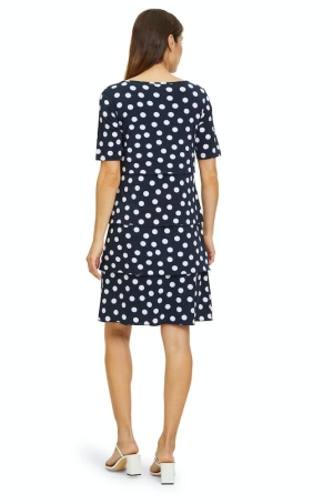 Betty Barclay női ruha, rövidujjú, leveles, húzott nyakú