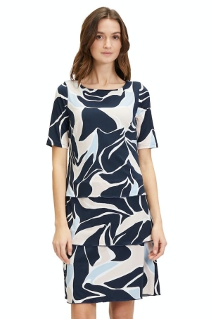 Betty Barclay női ruha,  leveles, kereknyakú, rövidujjú