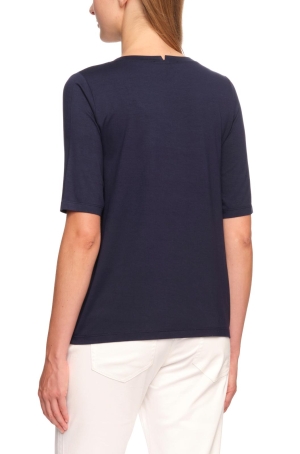 Golléhaug női felső, kereknyakú, rövidujjú, oldalt gombos