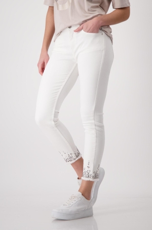 Monari női nadrág, 5 zsebes, szárán rojtos-köves