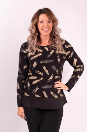 Dolcezza női tunika, kereknyakú, alul muszlinbetétes