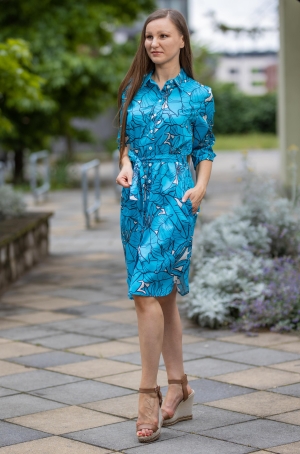 Erfo női ingruha, végig gombos, megkötős, zsebes