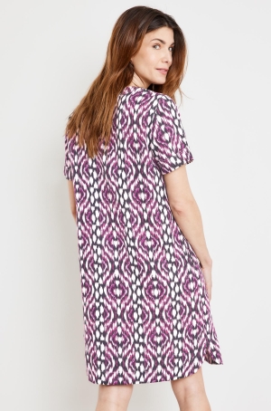 Gerry Weber női ruha len,rövidujjú,zsebes,egyenes,spicces nyakú