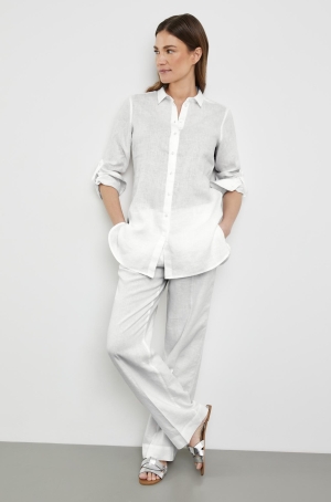 Gerry Weber női blúz, len, hosszított, végigombos, felgombolhatós ujjú