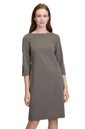 Betty Barclay női ruha, kereknyakú, egyenes, ujján gombos