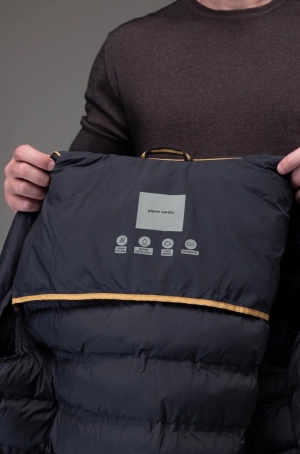 Pierre Cardin férfi kabát, 7/8-os, steppelt, kapucnis